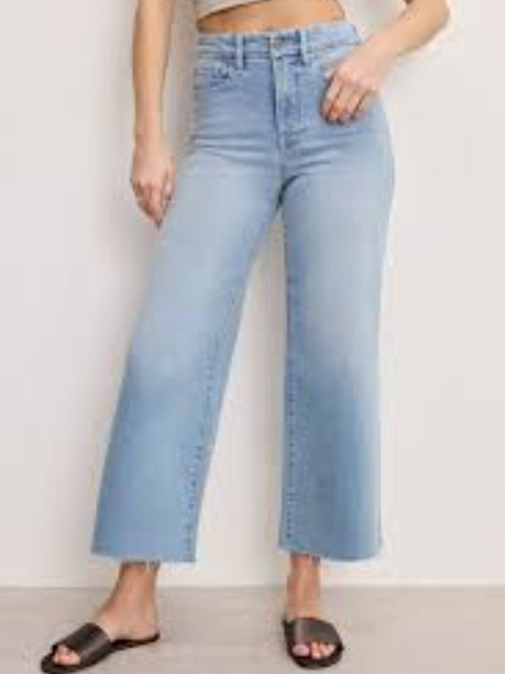 Good American Good Waist Palazzo Crop Compression Jeans Size 4 NWT